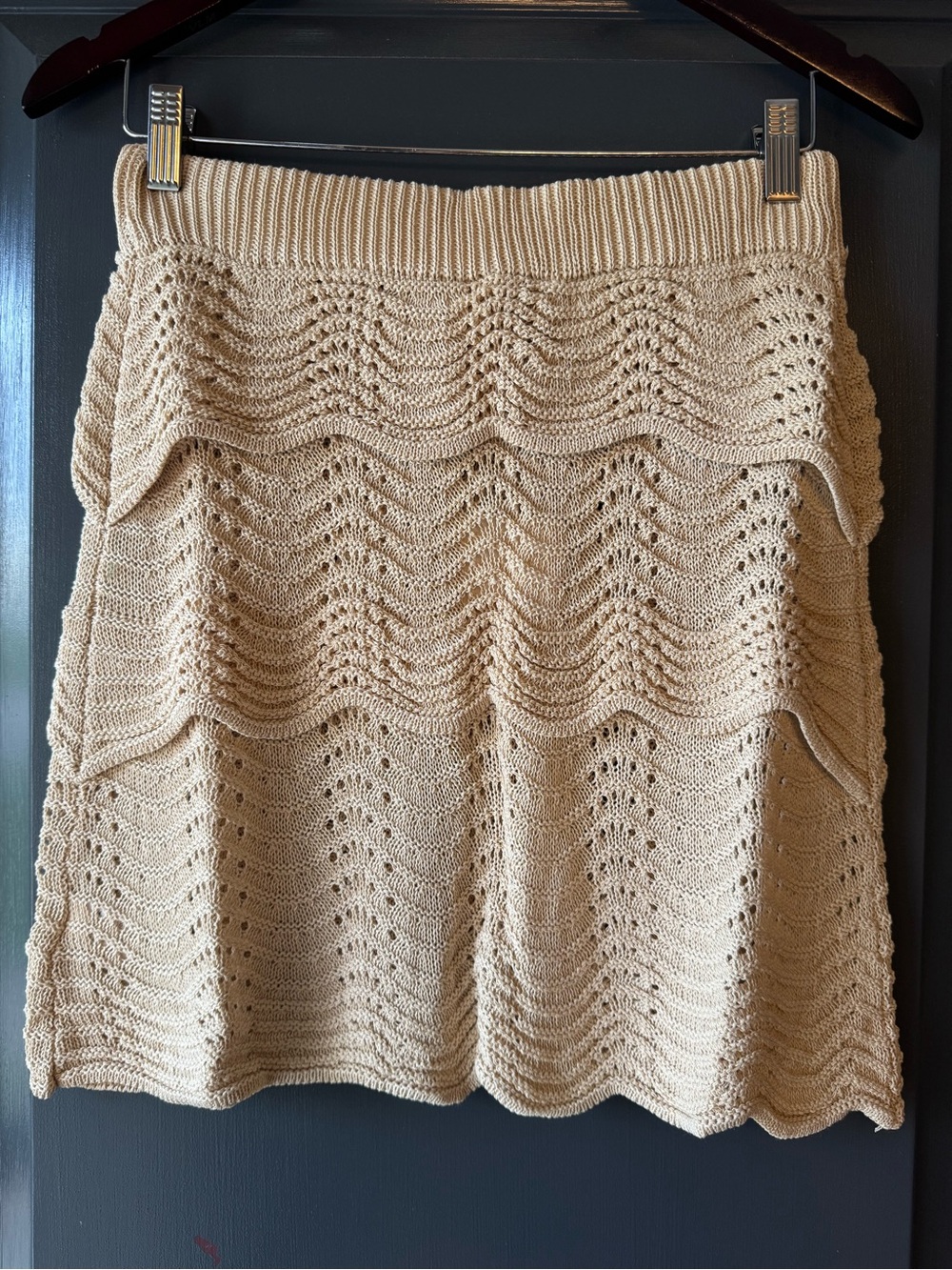 Heyson Ecru Crochet Tiered Mini Skirt Cover-Up Boho Beach Large Coastal Grandma - Picture 2 of 3